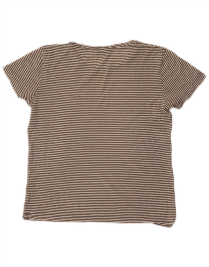 Cos Womens T-Shirt Top UK 14 Medium Grey Striped Cotton