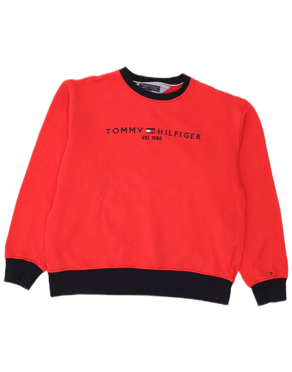 Tommy Hilfiger Womens Graphic Sweatshirt Jumper UK 18 XL Red Cotton