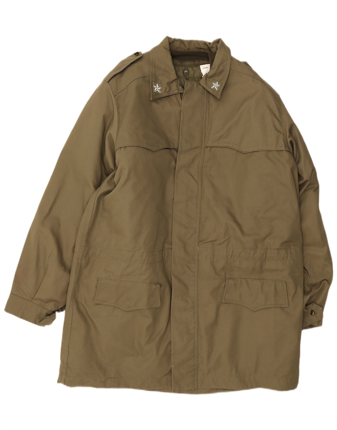 Vintage Mens Military Jacket IT 54 2XL Khaki Polyamide