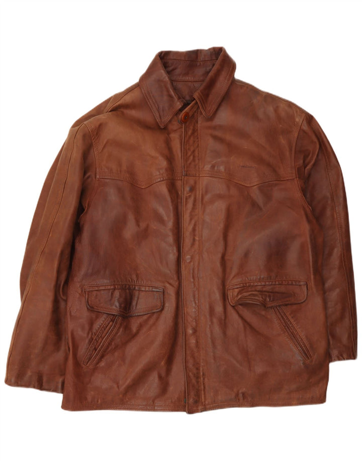 Giacca in pelle vintage da uomo UK 40 grande in pelle marrone