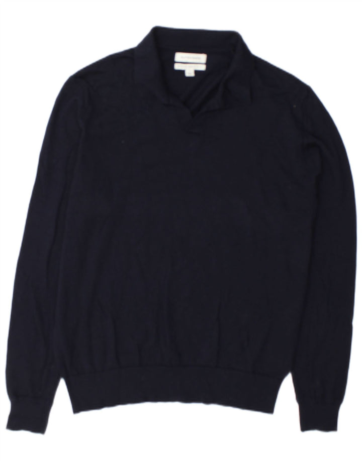 Marks & Spencer Mens Autograph Polo Neck Jumper Sweater Large Navy Blue
