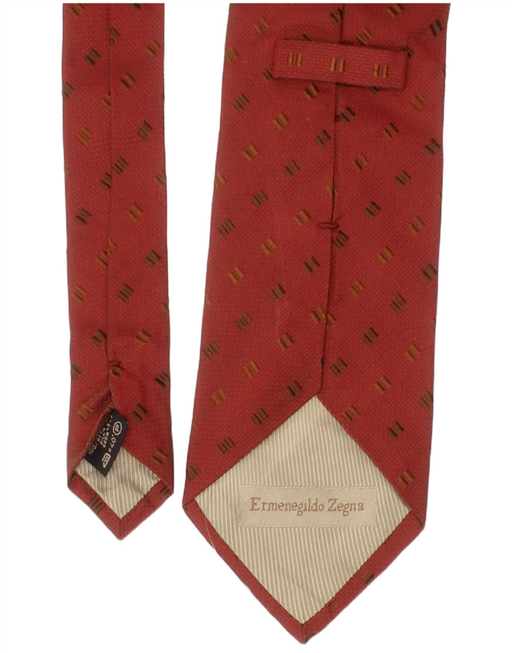 Ermenegildo Zegna Mens Tie One Size Red Geometric Silk Classic