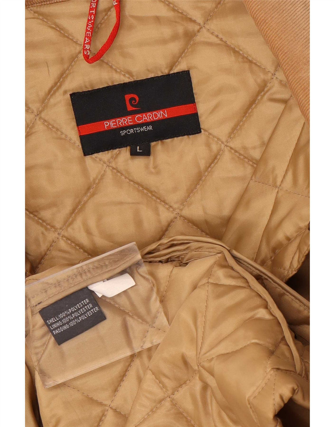 Pierre Cardin Mens Quilted Jacket UK 40 Large Beige Polyester