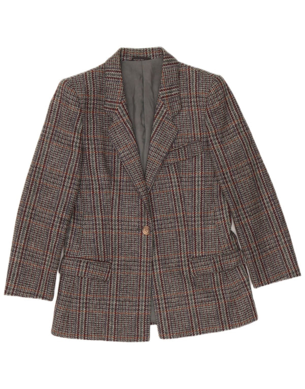 Vintage kvinders 1 knap 2 stykke nederdel sæt UK 12 medium grå plaid