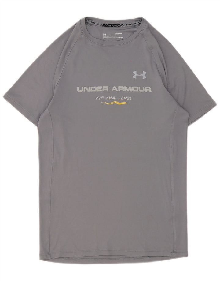 Under Armour Mens Heat Gear Graphic T-Shirt Top Small Grey Polyester