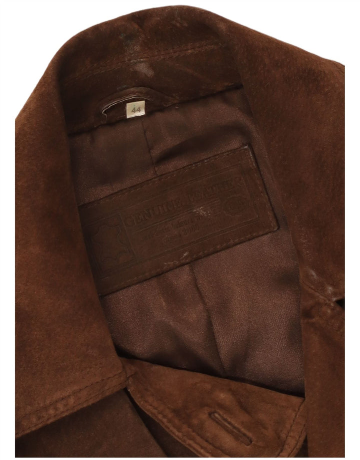 C & A Womens Suede Jacket IT 44 Medium Brown Leather