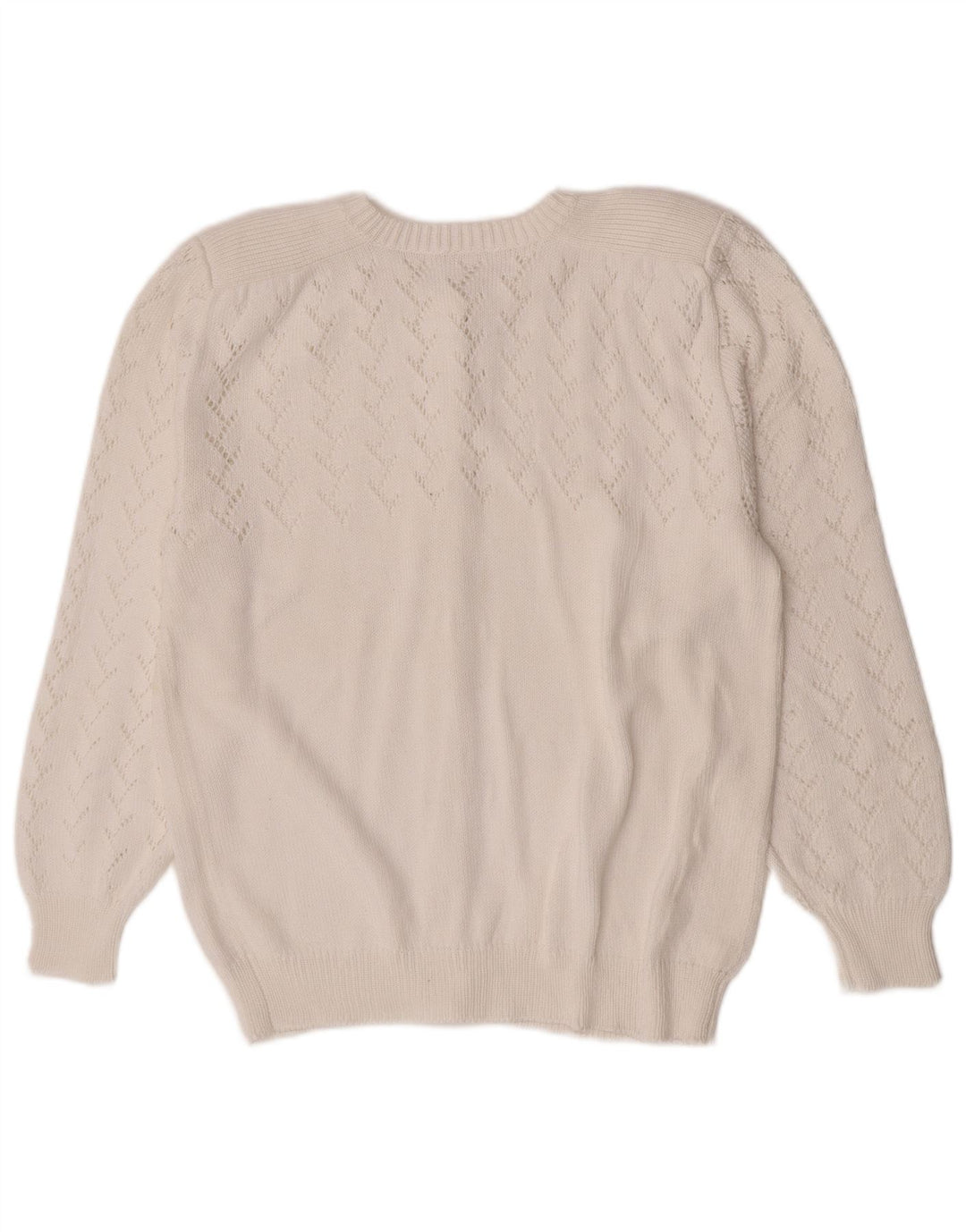 Maglione cardigan da donna vintage UK 14 bianco medio
