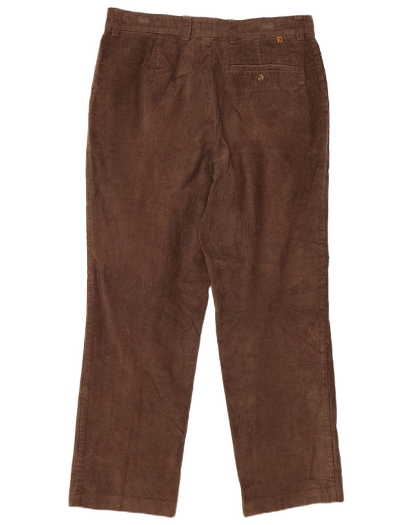 Farah Mens Straight Corduroy Trousers W34 L29 Brown Cotton