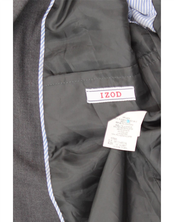 Izod Boys Husky 2 Button Blazer Jacket 9-10 Years Grey Polyester