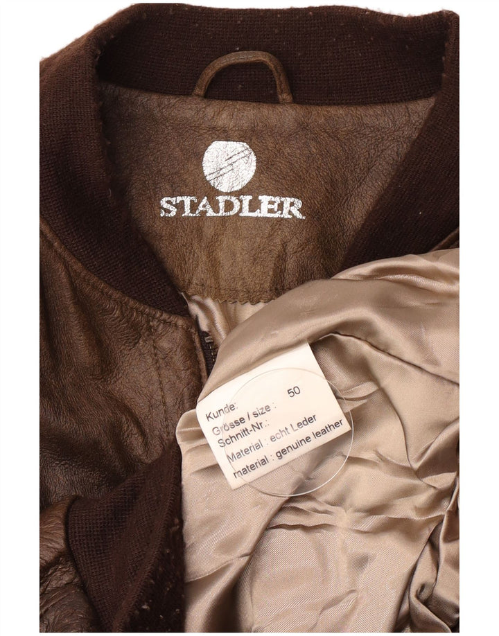 Jaqueta bomber masculina de couro Stadler EU 40 grande marrom