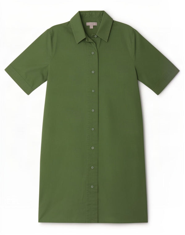 Cos Robe chemise surdimensionnée à manches courtes pour femme EU 34 XS Vert Coton