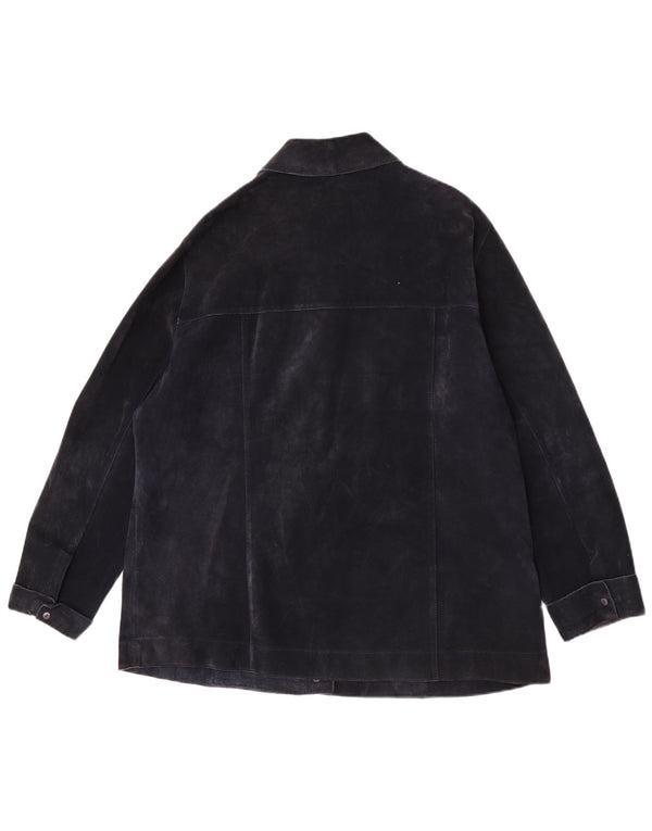 ELENA MIRO Chaqueta de ante para mujer UK 18 XL Cuero azul marino