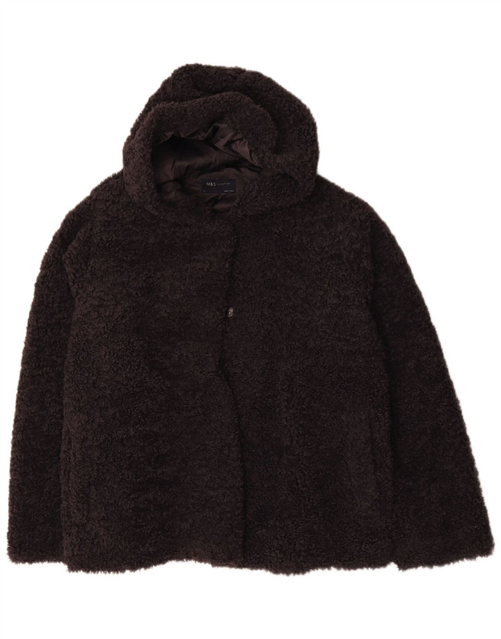 Marks & Spencer Womens Hooded Fleece Jacket UK 22 3XL Navy Blue Polyester