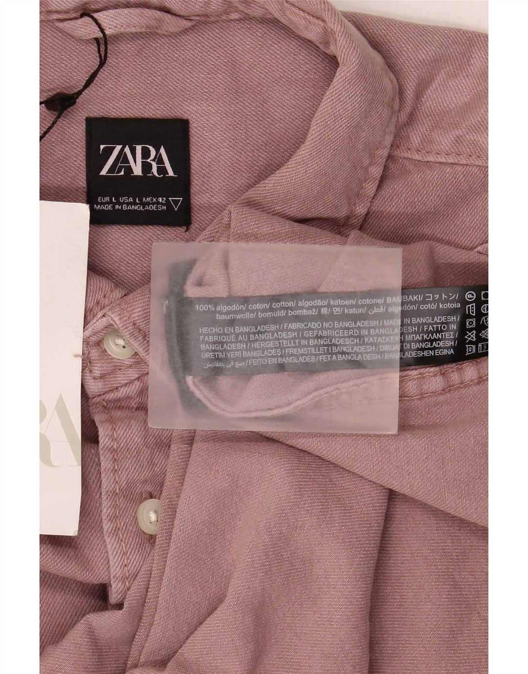 Zara Mens Shirt Large Pink Cotton