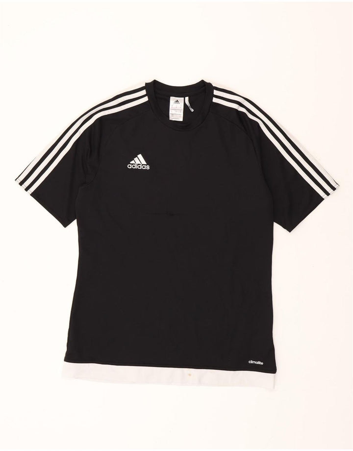 ADIDAS Herre Climalite T-Shirt Top Medium Sort Colourblock Polyester