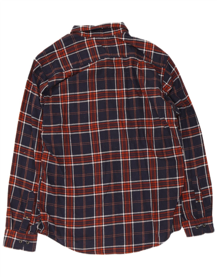 Jack & Jones Mens Flannel Shirt XL Navy Blue Check Cotton