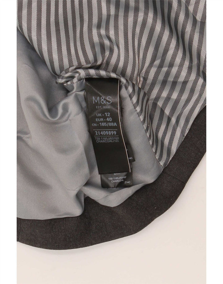 Marks & Spencer Womens 1 Button Blazer Jacket UK 12 Medium Grey Polyester