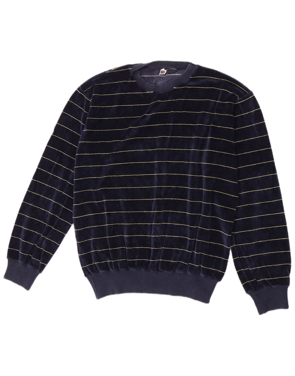 Sportful Mens Velvet Sweatshirt Jumper Large Navy Blue Striped Cotton
