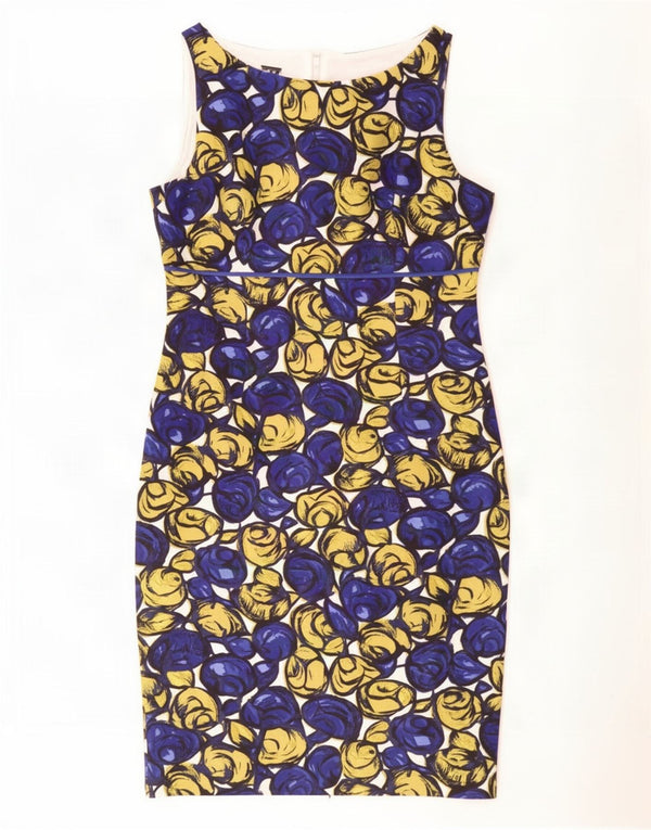 Hobbs Ärmelloses Etuikleid für Damen, UK 12, mittelblaue Blumenseide