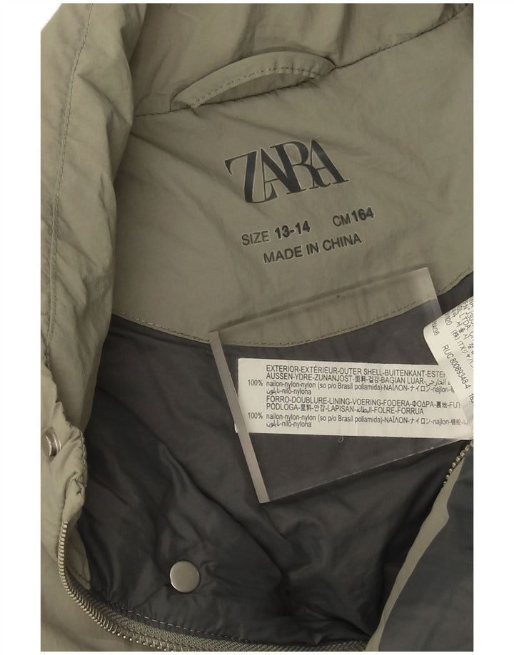 Zara Boys Padded Gilet 13-14 Years Khaki Nylon