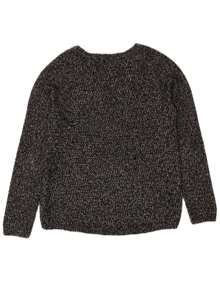 Massimo Dutti Womens V-Neck Jumper Sweater UK 14 Medium Grey Flecked