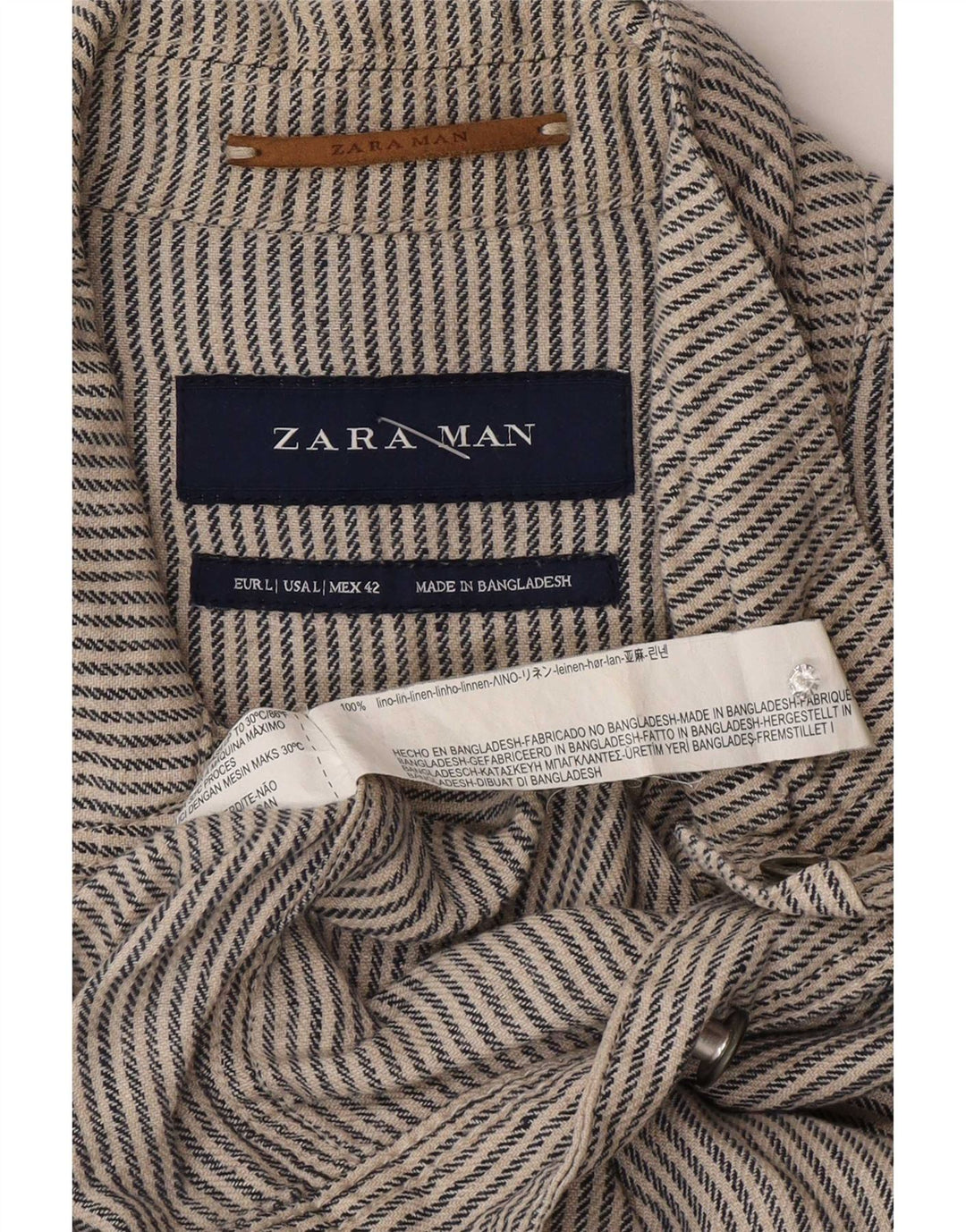 Zara Herren Bomberjacke UK 40 Großes graues Nadelstreifen-Leinen