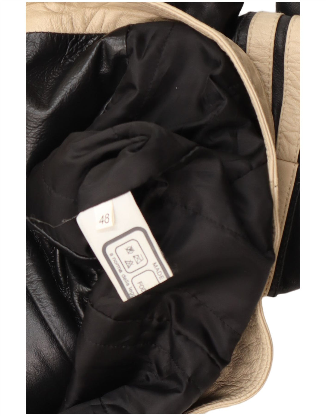 Giacca in pelle vintage da donna IT 48 XL Colorblock nera