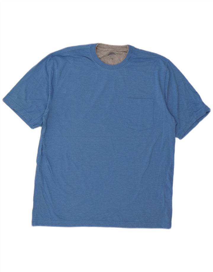 Izod Herre Salt Vand T-Shirt Top Medium Blå Bomuld