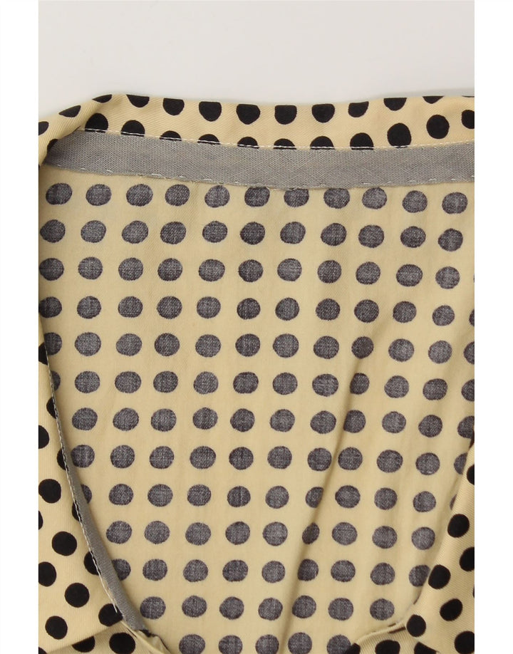 VINTAGE Womens Oversized Shirt Blouse UK 14 Medium Yellow Spotted
