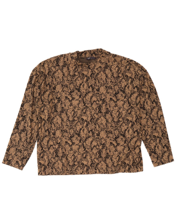 Marks & Spencer Top para mujer de manga larga UK 46 Large Marrón Estampado animal