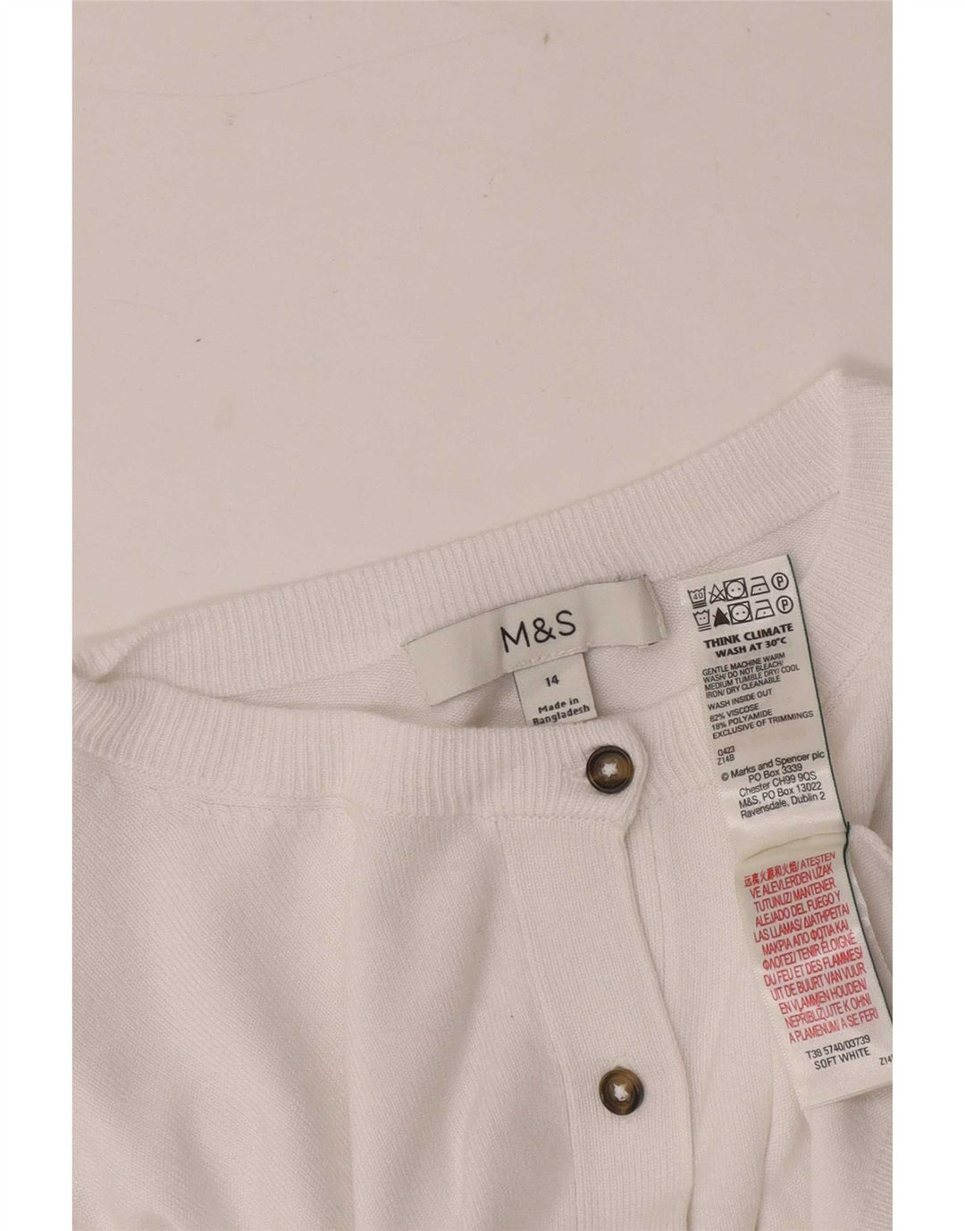 Marks & Spencer Womens Cardigan Sweater UK 14 Medium White Viscose
