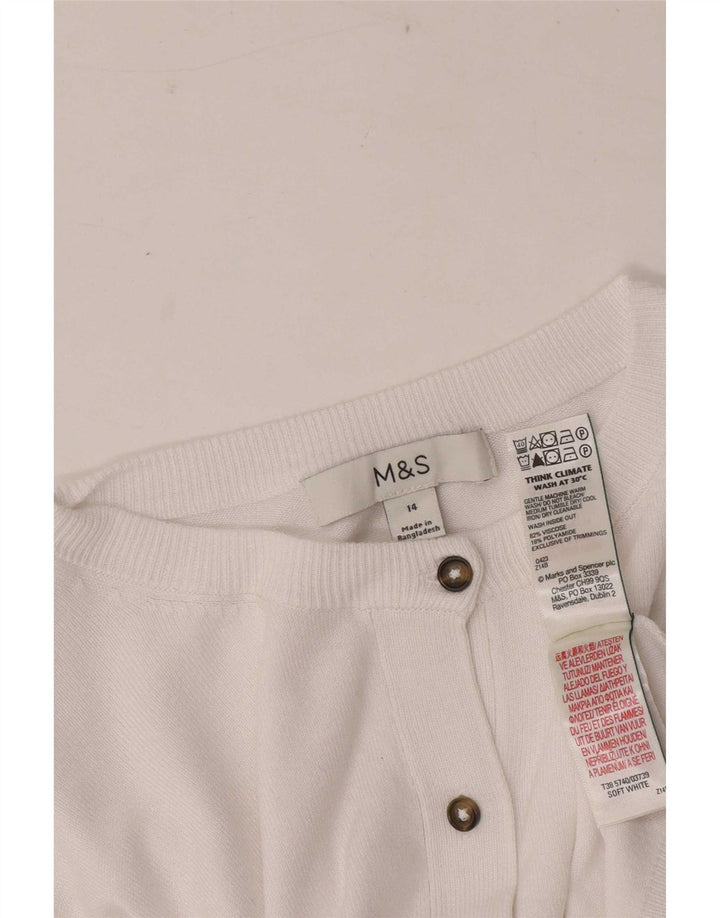 Marks & Spencer Womens Cardigan Sweater UK 14 Medium White Viscose