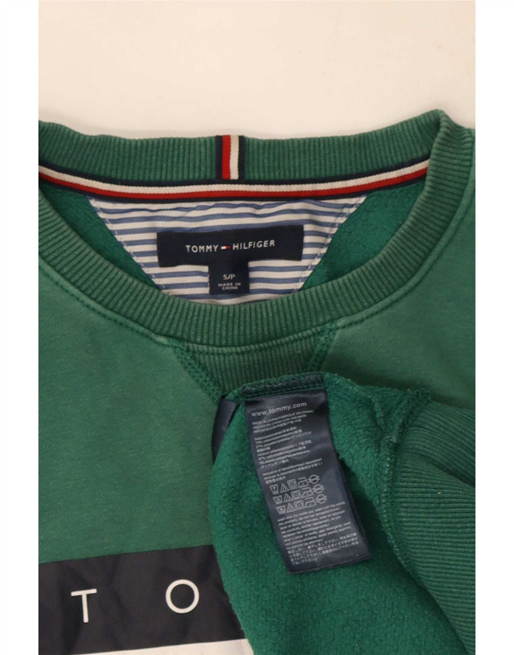 Tommy Hilfiger Felpa grafica da uomo Maglione piccolo cotone verde