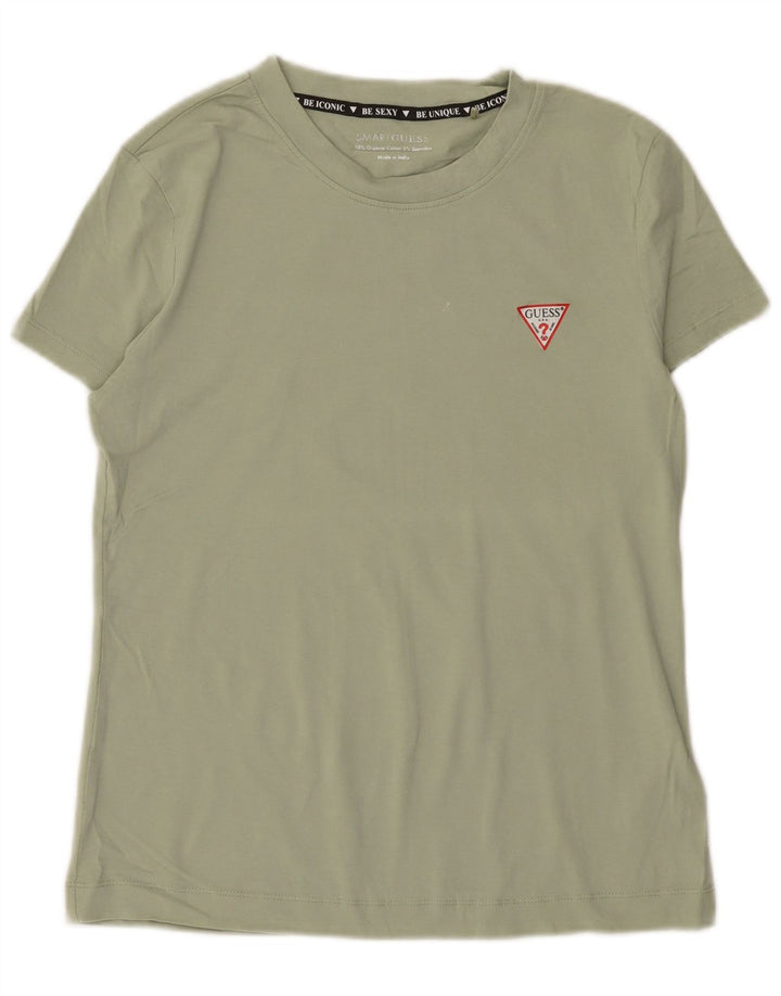 Guess Womens T-Shirt Top UK 12 Medium Green Cotton