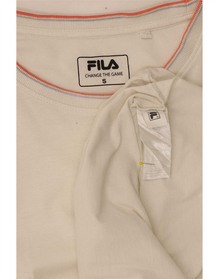 T-shirt Fila da uomo Top Small in cotone a righe bianche