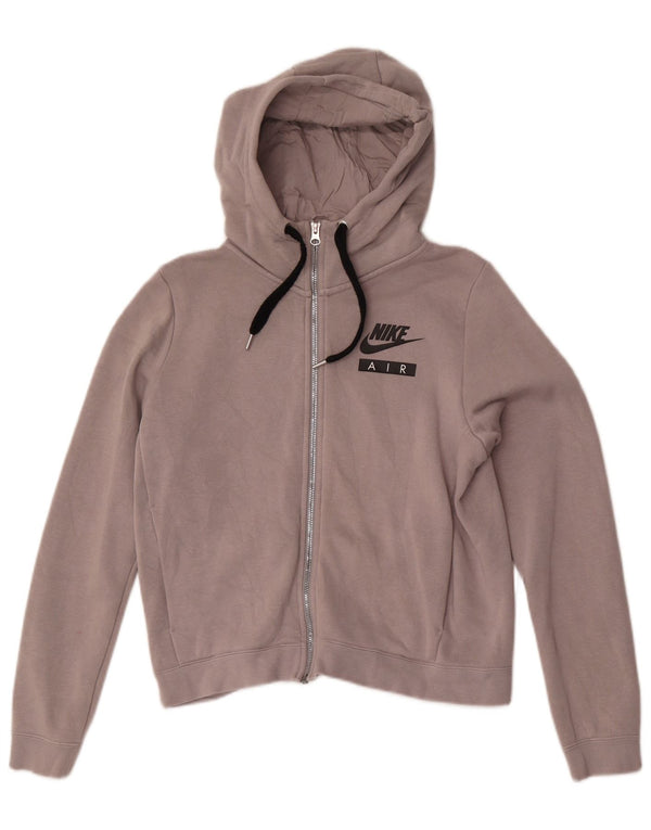 Felpa con cappuccio e zip grafica Nike da donna UK 10 piccolo cotone grigio