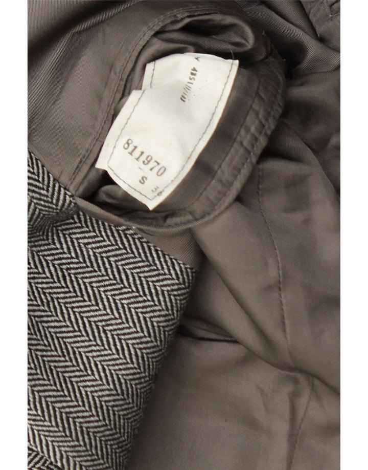 AQUASCUTUM Mens 2 Button Blazer Jacket UK 36 Small Grey Herringbone