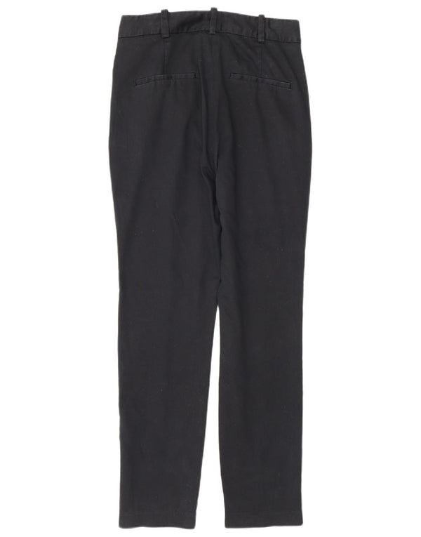 Zara Womens High Waist Slim Casual Trousers Small W26 L26 Black Cotton