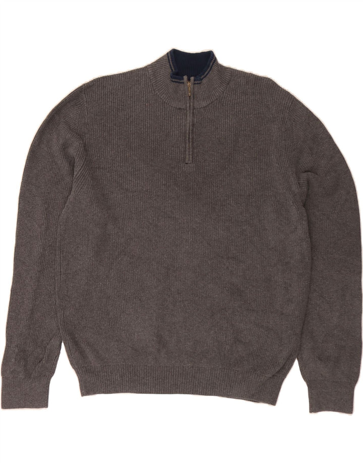 IZOD Mens Zip Neck Jumper Sweater XL Grey Cotton Vintage Izod and Second-Hand Izod from Messina Hembry 