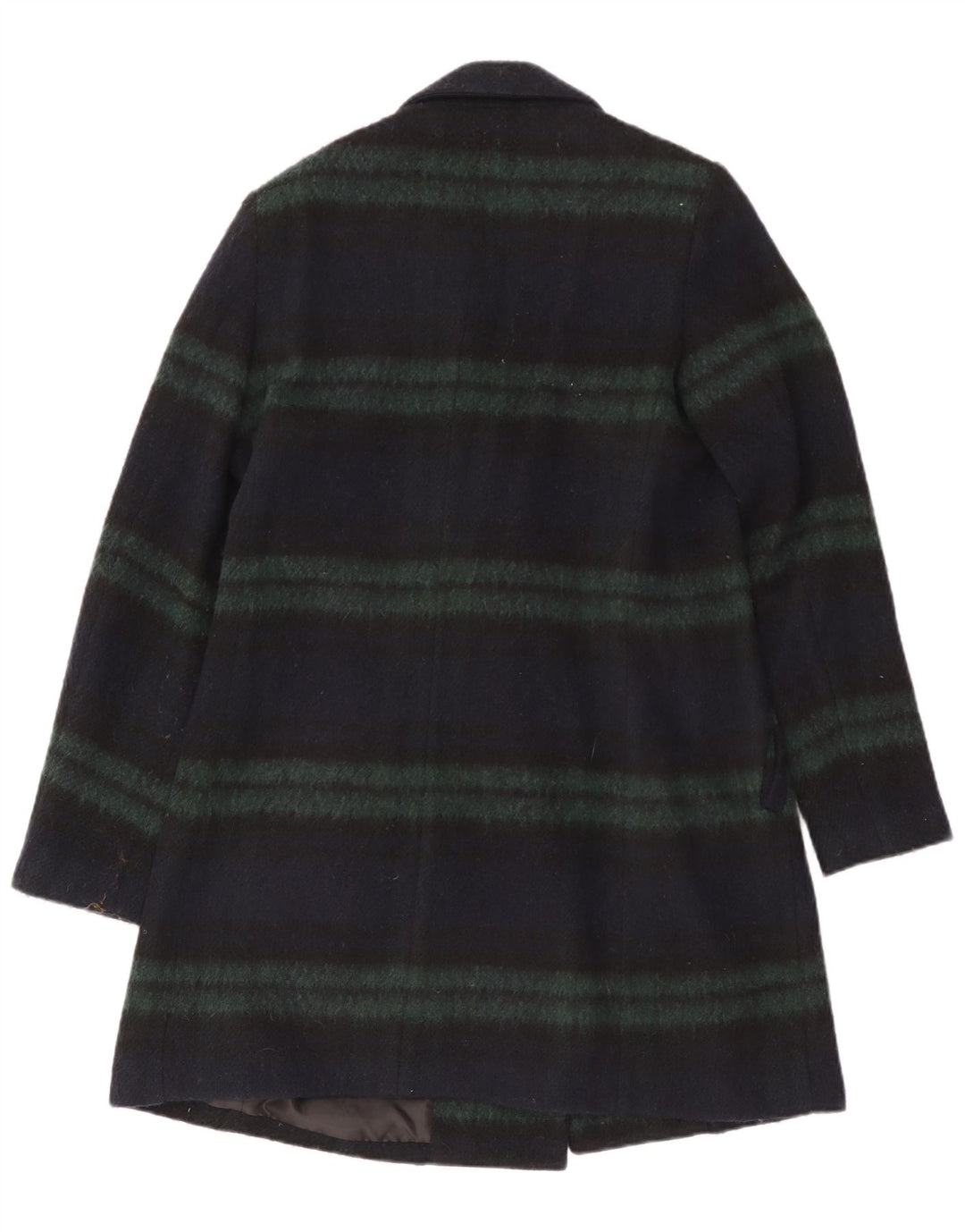 Peckott Womens Overcoat EU 40 Medium Navy Blue Striped Polyester
