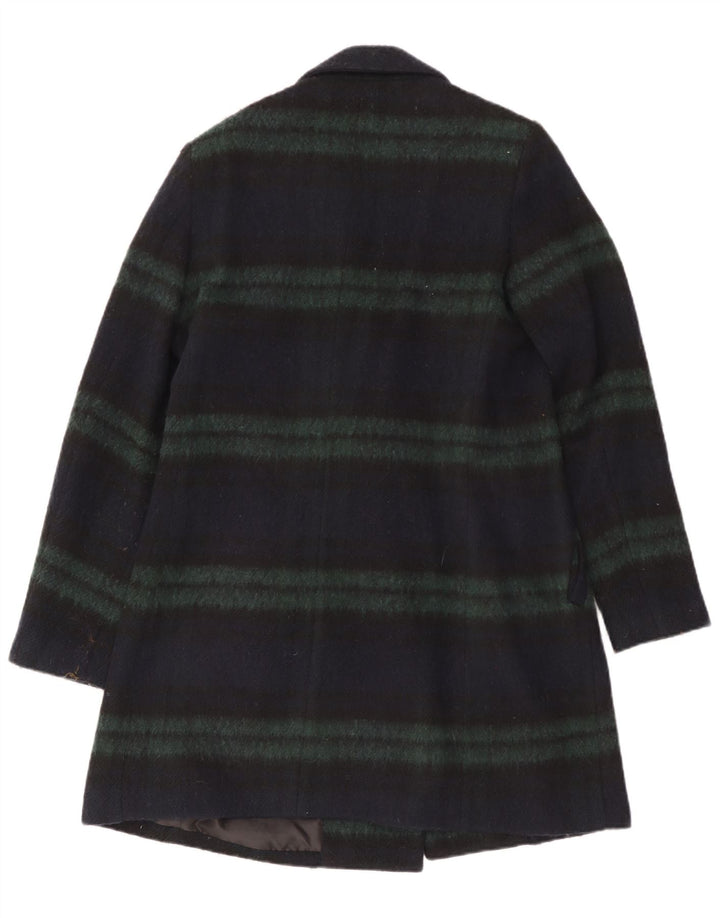 Peckott Womens Overcoat EU 40 Medium Navy Blue Striped Polyester