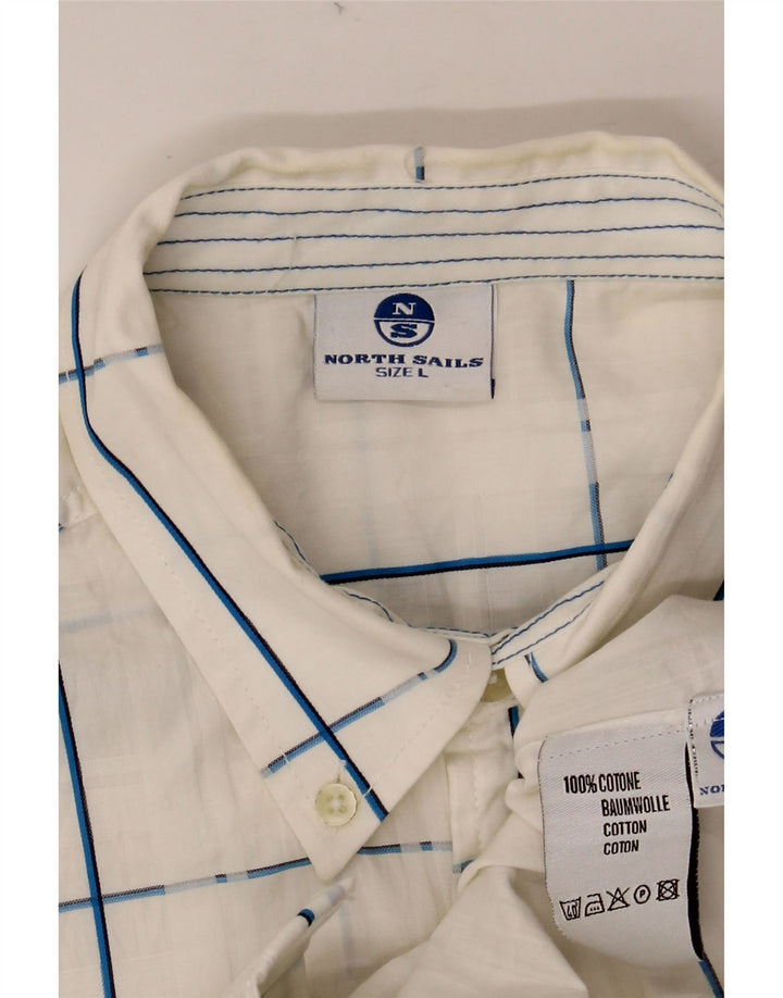 NORTH SAILS Mens Graphic Short Sleeve Shirt Large White Check Cotton