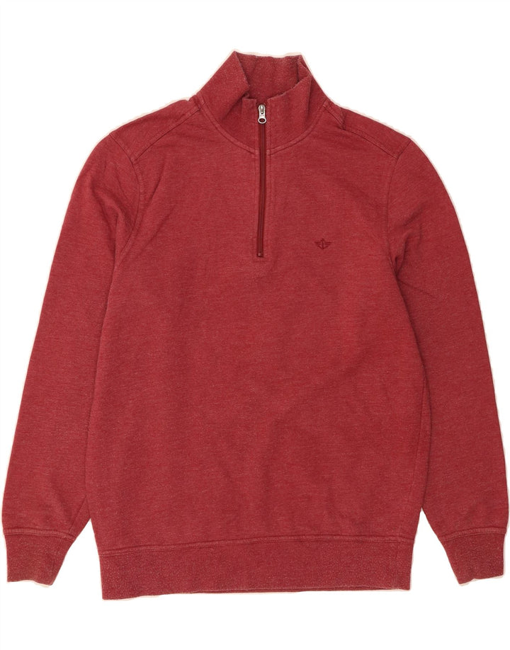 DOCKERS Mens Zip Neck Sweatshirt Jumper Medium Red Cotton Vintage Dockers and Second-Hand Dockers from Messina Hembry 