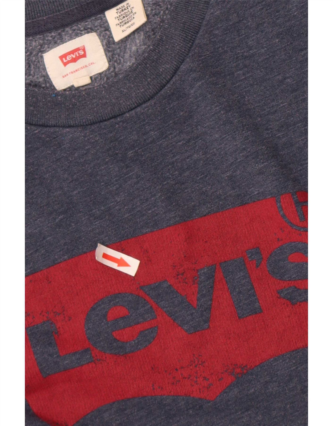 Levi's Mens Graphic Sweatshirt Jumper XL Navy Blue Flecked Cotton
