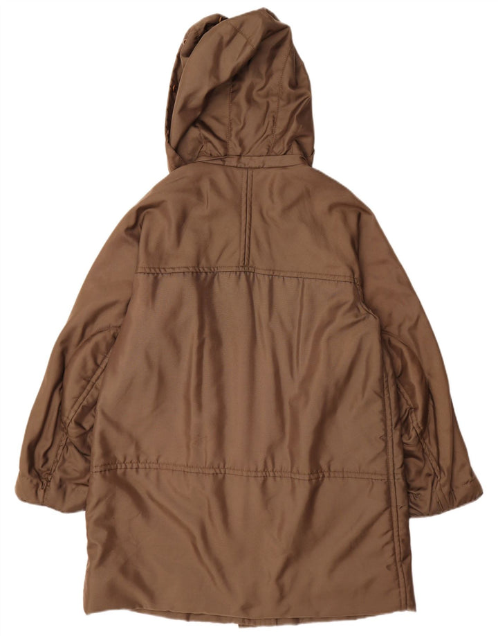 Marella Womens Hooded Overcoat UK 18 XL Brown Polyamide