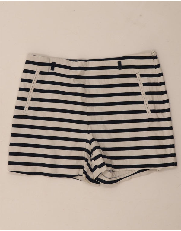 Pantaloncini casual da donna Zara grandi W30 in cotone a righe blu navy