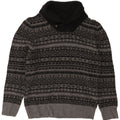 EDDIE BAUER Suéter tipo jersey con cuello chal para hombre, lana Fair Isle gris pequeña