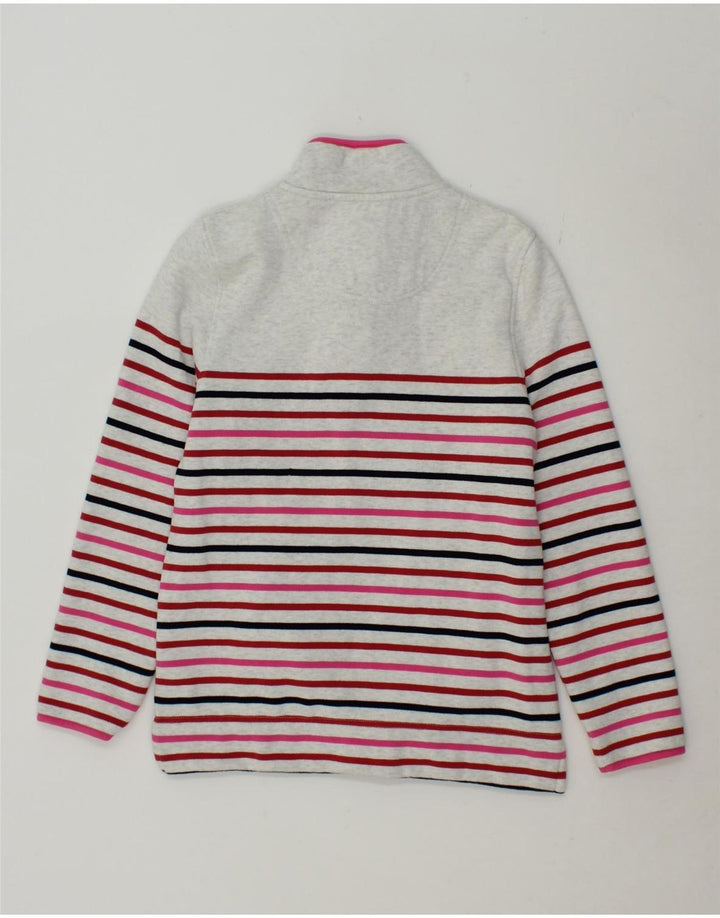 CREW CLOTHING Womens Button Neck Sweatshirt Jumper UK 8 Small Grey Striped Vintage Crew Clothing and Second-Hand Crew Clothing from Messina Hembry 