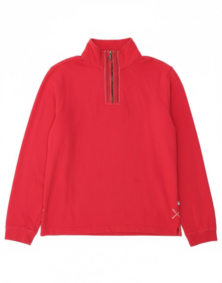 White Stuff Womens Zip Neck Sweatshirt Jumper UK 12 Medium Pink Bomuld