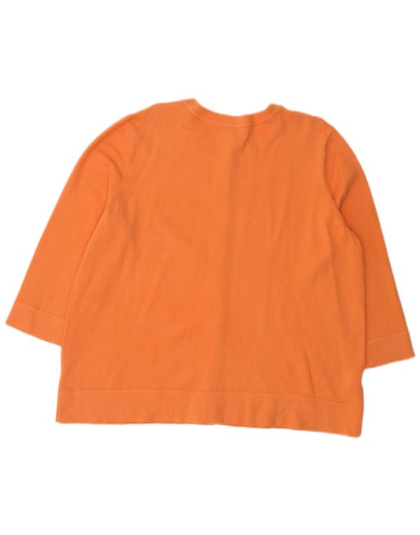 Eddie Bauer dame cardigan sweater med 3/4 ærmer UK 20 2XL orange bomuld